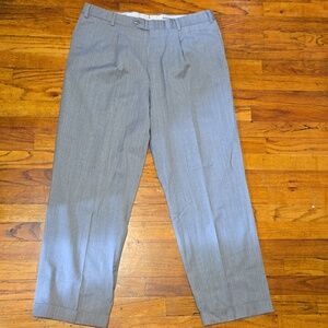 Loro Piana Men’s Light Gray Pleated Dress Trousers